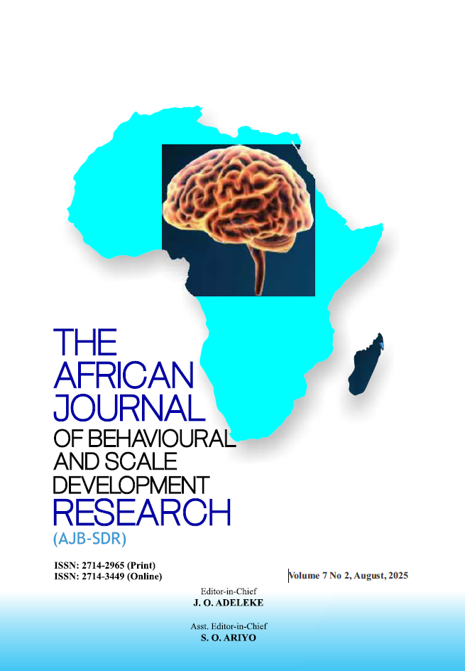					View Vol. 7 No. 2 (2025): THE AFRICAN JOURNAL OF BEHAVIOURAL AND SCALE DEVELOPMENT RESEARCH
				